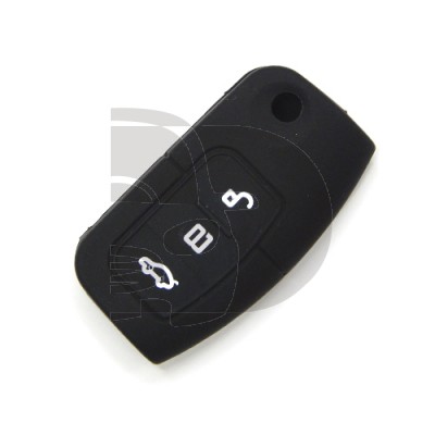 FUNDA MANDO PLEG. FORD NEGRO 3 BOTONES